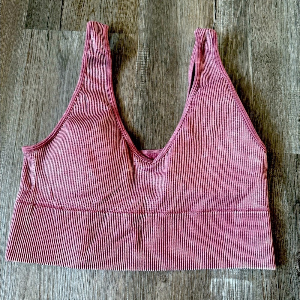 Sports Bra Bralette V-neck Bra Workout Mauve Purple Pink Size M L